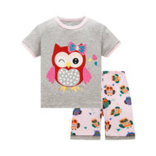 2020 Summer Girls Pajamas Sets Short Sleeve Children's Sleepwear 100% Cotton Kids Pijama Boy Pyjama Yellow Cartoon nightgown 2024 - buy cheap