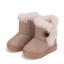 Crianças botas de neve quente para crianças nova criança inverno princesa sapatos de criança antiderrapante plana botas de dedo do pé redondo para meninas crianças sapato 2024 - compre barato