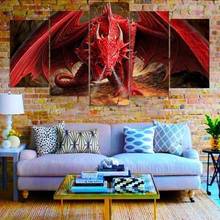 5 Piece Wall Art Canvas Game Modular Pictures Posters Red Dragon Prints Modern Home Decor Living Room Decoration Paintings 2024 - buy cheap
