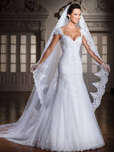 White/Ivory 3M/4M/5M Cathedral Length Lace Edge Bridal Head Veil With Comb Long Wedding Veil Accessories velos de novia 2024 - buy cheap