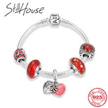 Authentic 925 Sterling Silver Friendship Bracelets Bangles for Women Tree of life Red Glass Beads Murano Bracelet Femme Jewelry 2024 - buy cheap