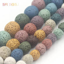 Free Ship  6/8/10/12MM Colourful Lava Bead Beads Natural Stone Volcanic Rock Round Loose Beads Ball 2024 - buy cheap