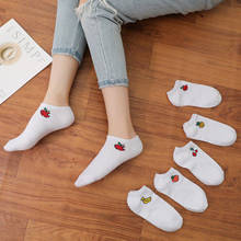 5 Pairs White Cute Summer Fruits Women Socks Breathable Solid Color Boat Sports Girls Socks Comfortable Cotton Ankle Female 2024 - buy cheap