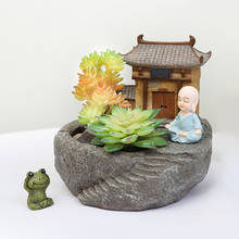 1pcs Buddhism Temple Resin Flowerpot Succulent Plants Planter Monk Flower Pot Home Garden Decoration Bonsai Flower Pot 2024 - buy cheap