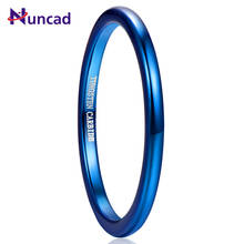 NUNCAD 2mm Width Blue Fully Polished Tungsten Carbide Ring Wedding Band Promise Anel Masculino Tungsten Steel Ring Jewelry 2024 - buy cheap