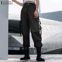 ZANZEA Women Spring High Waist Solid Long Trousers Fashion Casual Cargo Pants Pockets Loose Harem Palazzo Female Pantalon  2024 - buy cheap