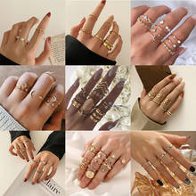 Moda boho midi knuckle anéis conjunto para as mulheres simples anel de ouro cristal geométrico dedo anel moda boêmio áfrica jóias 2024 - compre barato