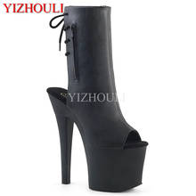 Sexy high heel boots/pole dancing performance boots with 17 cm baking paint thick sole, model fashion stage show ankle boots 2024 - buy cheap