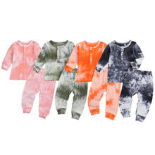 Toddler Infant Kids Baby Boy Girl Tie-dye Print Clothes Set Autumn Outfits Long Sleeve Round Neck Top Trousers Pants 2Pcs 2024 - buy cheap