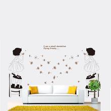 Lovely  Girl Blowing Dandelion Wall Stickers For Kids Room Children Bedroom Cup Bag Wall Decals Girl's Gift Poster Mural 2024 - buy cheap