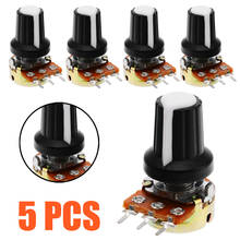 5 Piece 10K OHM Linear Resistor Potentiometer 3 Pin With White Knobs Caps Mono Stereo Pot Rotary Potentiometer 15mm Shaft 2024 - buy cheap