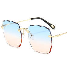 Gafas de sol sin montura para mujer, lentes de Color degradado, diseño creativo de templo, accesorios de moda 2024 - compra barato