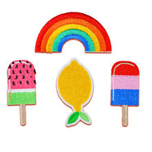 Fashion DIY Ice Cream Rainbow Fruit Parches Embroidered Iron on Patches for Clothing DIY Stripes Clothes Food Fruit Stickers 2024 - buy cheap