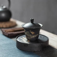 Tueen-cuenco De Kung Fu Sancai japonés Retro, taza De cubierta Manual, cuenco De té, juego De té De cerámica, Gaiwan Sopera De Ceramica 2024 - compra barato