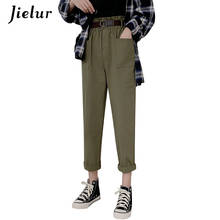 Женские брюки с ремнем Jielur, свободные брюки в Корейском стиле для повседневной носки 2024 - купить недорого