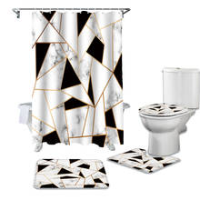 Marble Texture Black And White Triangle Shower Curtain Toilet Seat Cover Set Wc Accessories Mat Bathroom Decor Bath Curtains 2024 - buy cheap
