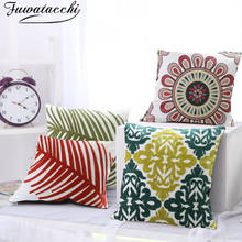 Fuwatacchi Canvas Cushion Cover Plant Leaves Printed Pillow Covers Ethnic Plant Boho Pillowcase for Home Sofa Decorative Pillows 2024 - buy cheap