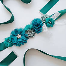 Womens Elegant Five Flower Belt Flower Girl Rhinestone Beaded Waistband Bridal Ribbon Cummerbunds Lace Sashes Wedding Waist Belt 2024 - buy cheap