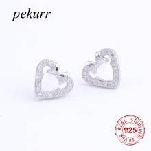 Pekurr 925 Sterling Silver Zircon Butterfly Bow-knot Hollow Heart Stud Earring For Women Accesories Fine jewelry Kids Brincos 2024 - buy cheap