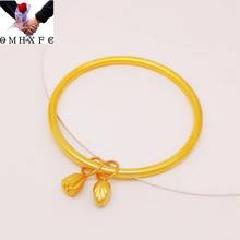 OMHXFC Jewelry Wholesale YM1371 European Fashion Woman Party Birthday Wedding Gift Lotus Seed Charm 24KT Gold Bracelet Bangle 2024 - buy cheap