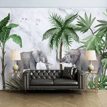 Papel tapiz Mural personalizado 3D estéreo, elefante, mármol, planta, bosque, pintura de pared para sala de estar, TV, sofá, dormitorio, decoración del hogar, papel tapiz 3 D 2024 - compra barato