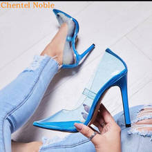 Brand Chentel PVC Black Blue Red Color Shoes Women Transparent Ladies So Nice Kate High Heels Party Shoes Women Pumps Big Size 2024 - buy cheap
