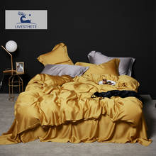Liv-Esthete Beauty 100% Silk Yellow Bedding Set Healthy Pure Silk Queen King Duvet Cover Flat Sheet Pillowcase Free Shipping 2024 - buy cheap
