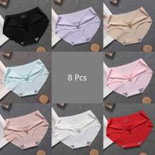8 Pcs Women's panties ice silk seamless comfortable female underwear sexy middle waist plus size ladies lingerie breathable soft 2024 - buy cheap
