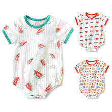Летняя одежда для новорожденных с надписью «I Love с принтом «арбуз», футболка с короткими рукавами повседневные Комбинезоны Детские хлопковые боди для мальчиков, одежда для младенцев 2024 - купить недорого