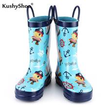 Kushyshoo crianças botas de chuva de borracha dos desenhos animados pirata impresso criança rainboots para meninos sapatos de chuva do bebê botas de chuva sapatos de água 2024 - compre barato