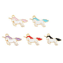 10pcs mix Unicorn Charms Animal hairs jewelry pendant for earrings Drop Oil Alloy Enamel Unicorn Charm Pendant For Bracelet Gift 2024 - buy cheap