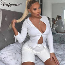 Colysmo White Two Piece Set Women Chie Zipped Split Sleeve T-shirt Biker Shorts Sets Fashion Basis Streetwear 2 Piece Set Black 2024 - buy cheap