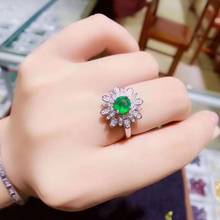Original natural e real esmeralda anel proposta anel 925 prata esterlina jóias finas para homem ou mulher 2024 - compre barato