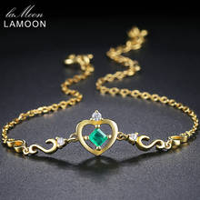 Очаровательный браслет LAMOON для женщин ворона принцесса вырез 0.2ct 100% настоящий зеленый ИЗУМРУД 14K позолоченные ювелирные изделия из желтого золота LMHI052 2024 - купить недорого