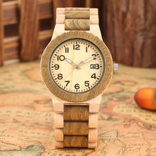 Classic Wooden Quartz Watch Maple Green Brown Strap Men Women Watch Arabic Numerals Dial With Calendar Gifts Reloj 2024 - buy cheap
