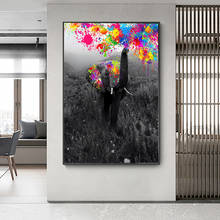 Modern Animal Canvas Printing Poster Elephant Colorful Oil Painting Wall Art Picture for Living Room Home Interior Decor Cuadros 2024 - buy cheap