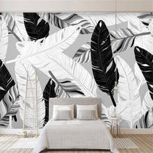 Milofi custom 3D photo wall mural wallpaper Nordic modern minimalist black and white hand-painted feather TV background wall pap 2024 - buy cheap