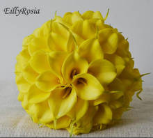 Yellow Cala Lily Bridal Bouquet Round Ball Beautiful White Bridesmaid Bouquet Fake kwiaty sztuczne bukiety Wedding Accessory 2024 - buy cheap