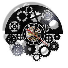 Gothic Steampunk Vinyl Record Wall Clock Gears Black Vinyl Record LP Wall Watch Vintage Wall Art Tribal Machine Clock Timekeeper 2024 - buy cheap