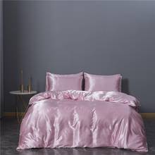 Pink Romantic Silky feeling Bedding Set Soft Silk Satin Bed Set Pillowcase Twin/Queen/King Comforter Quilt Duvet Cover Linens 2024 - buy cheap