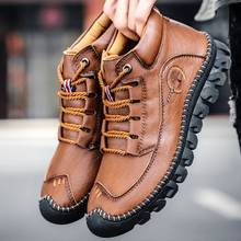 Botas masculinas de couro artificial e microfibra, botas à prova d'água da moda para homens, feitas à mão, antiderrapantes, tamanho 48, outono, 2020 2024 - compre barato