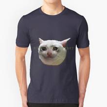Модная футболка с изображением белого кота, плачущего кота, футболки Tumblr мем, смешные мемы, Плачущий Кот, Лол, Плачущий Кот, грустная реакция лмао 2024 - купить недорого