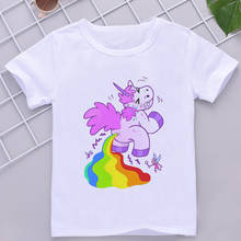 Pink Rainbow Pony Cartoon Children T-shirt Unicorn Kawaii T-shirt Girl Aesthetic Design Print Children White Summer T-shirt Boys 2024 - buy cheap