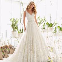 Sexy V-neck Backless Wedding Dress With Court Train 2021 New Luxury Sleeveless Lace Ball Gown Classic Zipper Robe De Mariee 2024 - buy cheap