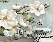 Beibehang personalizado foto papel de parede nordic 3d em relevo magnolia moderno e minimalista tv fundo 3d 2024 - compre barato