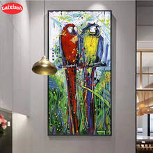 5d diy arte animal abstrata diamante, papagaio pintado, pássaro kits completos bordado pintura de diamante decoração de ponto cruz para casa 2024 - compre barato
