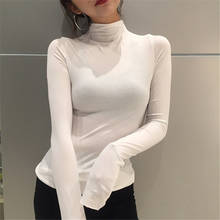 2020 Korean version of the long-sleeved bottoming shirt female solid color high-necked slim bottoming shirt girlfriend dress 2024 - buy cheap
