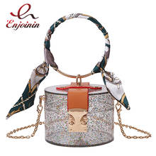 Bolso de mano de plástico transparente para mujer, Bolsa de mano con asa de anillo dorado, a la moda, para fiesta, cadena de hombro 2024 - compra barato