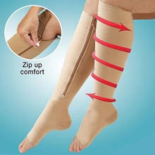 Носки компрессионные унисекс, носки до колена на молнии, с открытым носком, поддержка ног, для мужчин и женщин 2024 - купить недорого