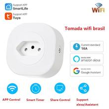 16A бразильская умная розетка Wifi, беспроводная умная розетка с дистанционным управлением, разъем питания для Tuya Smart Life APP, поддержка Alexa Google home 2024 - купить недорого